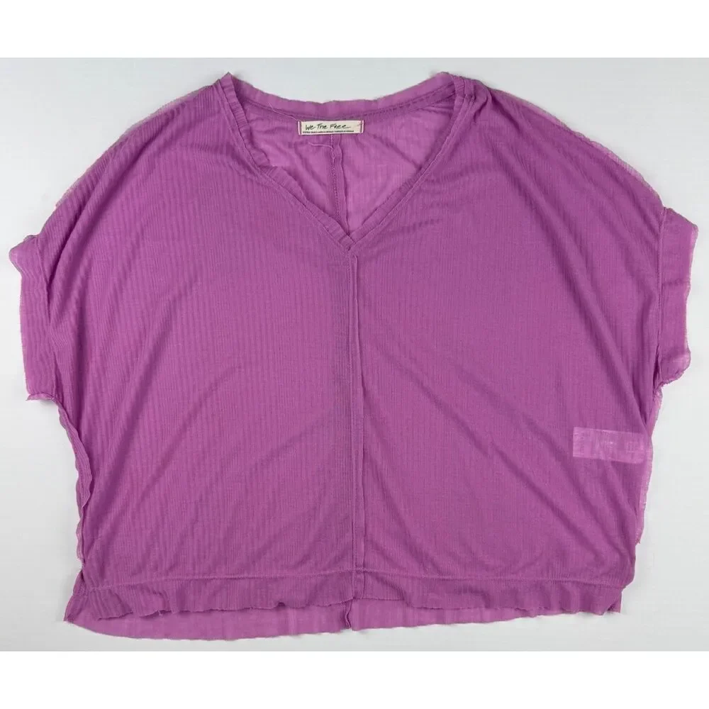 We The Free Free People Pink Ribbed Top Size XS Boho Basic